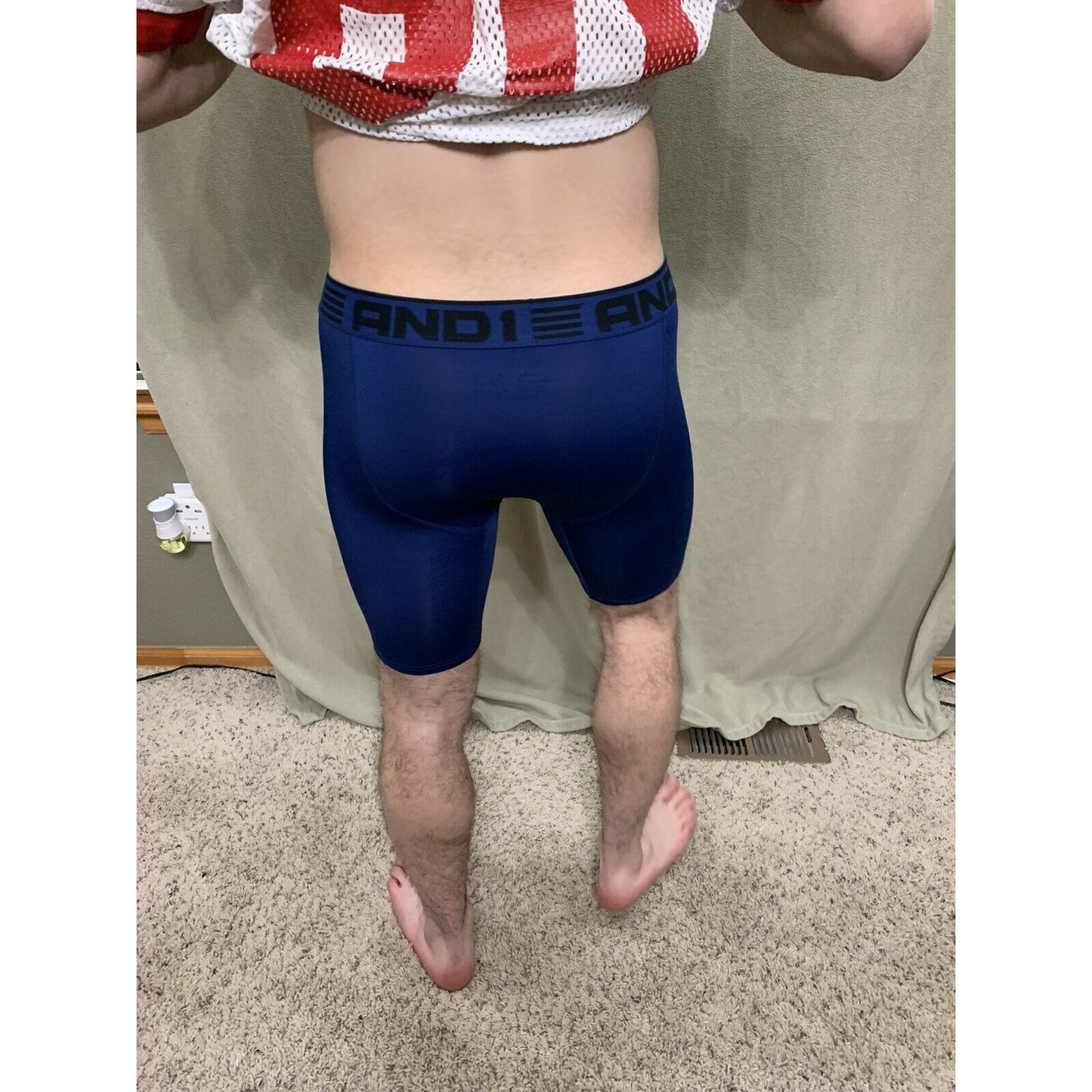 Men’s Blue With Black Band Medium AND1 Compression Performance Boxer Briefs