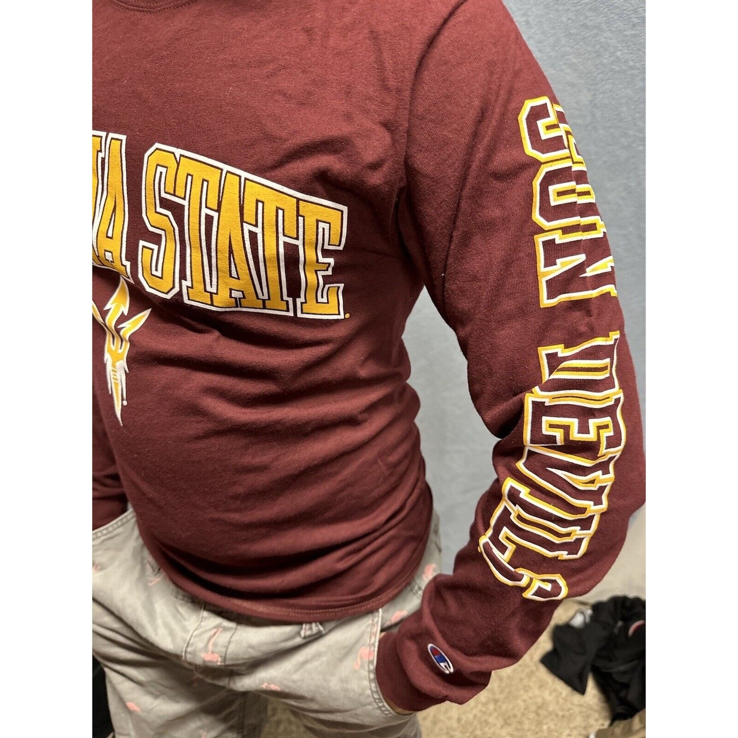 Men’s Maroon Champion Small Arizona Sun Devils Long Sleeve Shirt