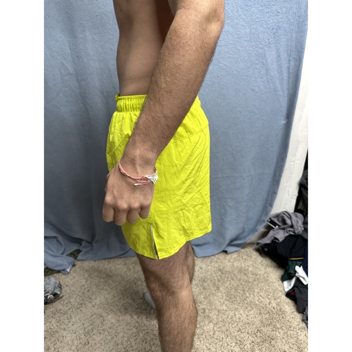 Men’s Neon Yellow DSG Medium Shorts With Pockets And Inner Lining
