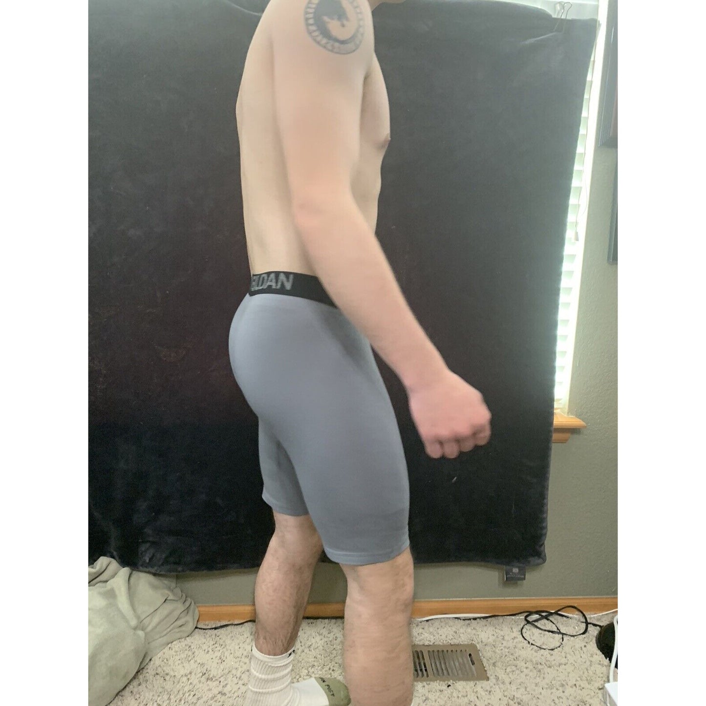 Men’s Gildan Medium Boxer Briefs Gray 5% Spandex