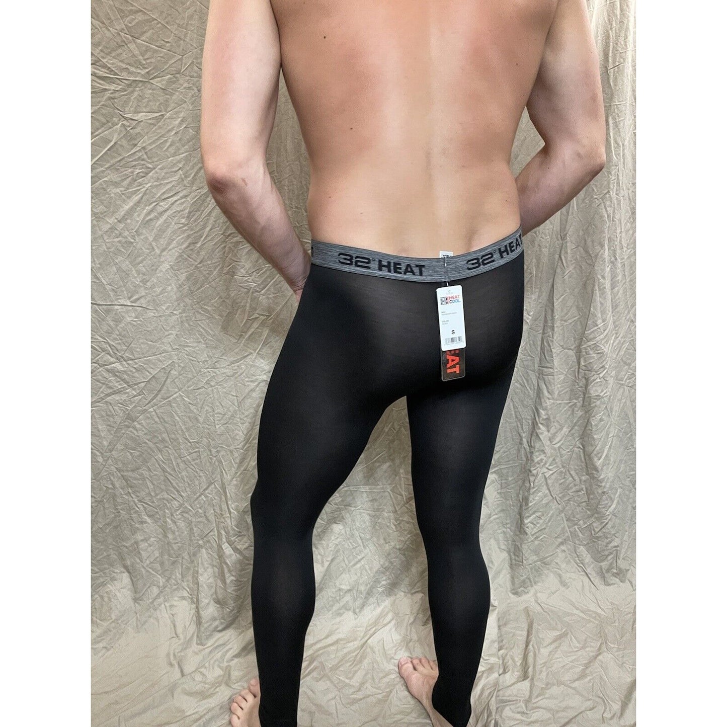 men's 32 degree heat black base layer long underwear leggings small