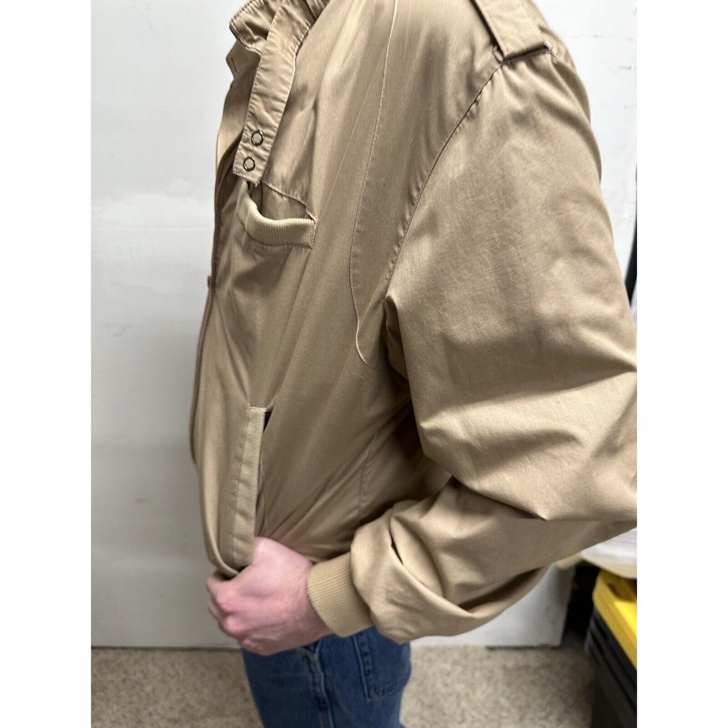 men’s beige tan aberdeen large zipper jacket polyester cotton