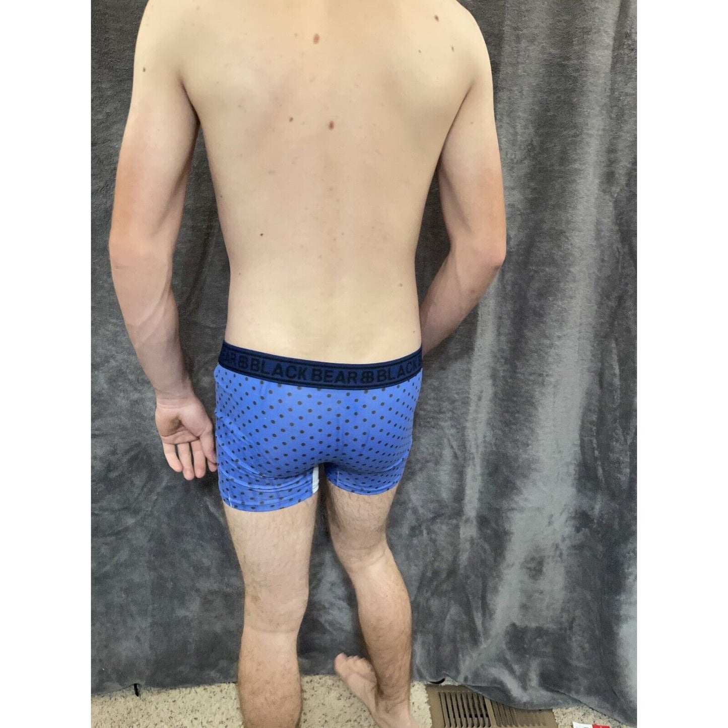 men's medium athletic trunk style black bear boxer brief Blue Polka Dots