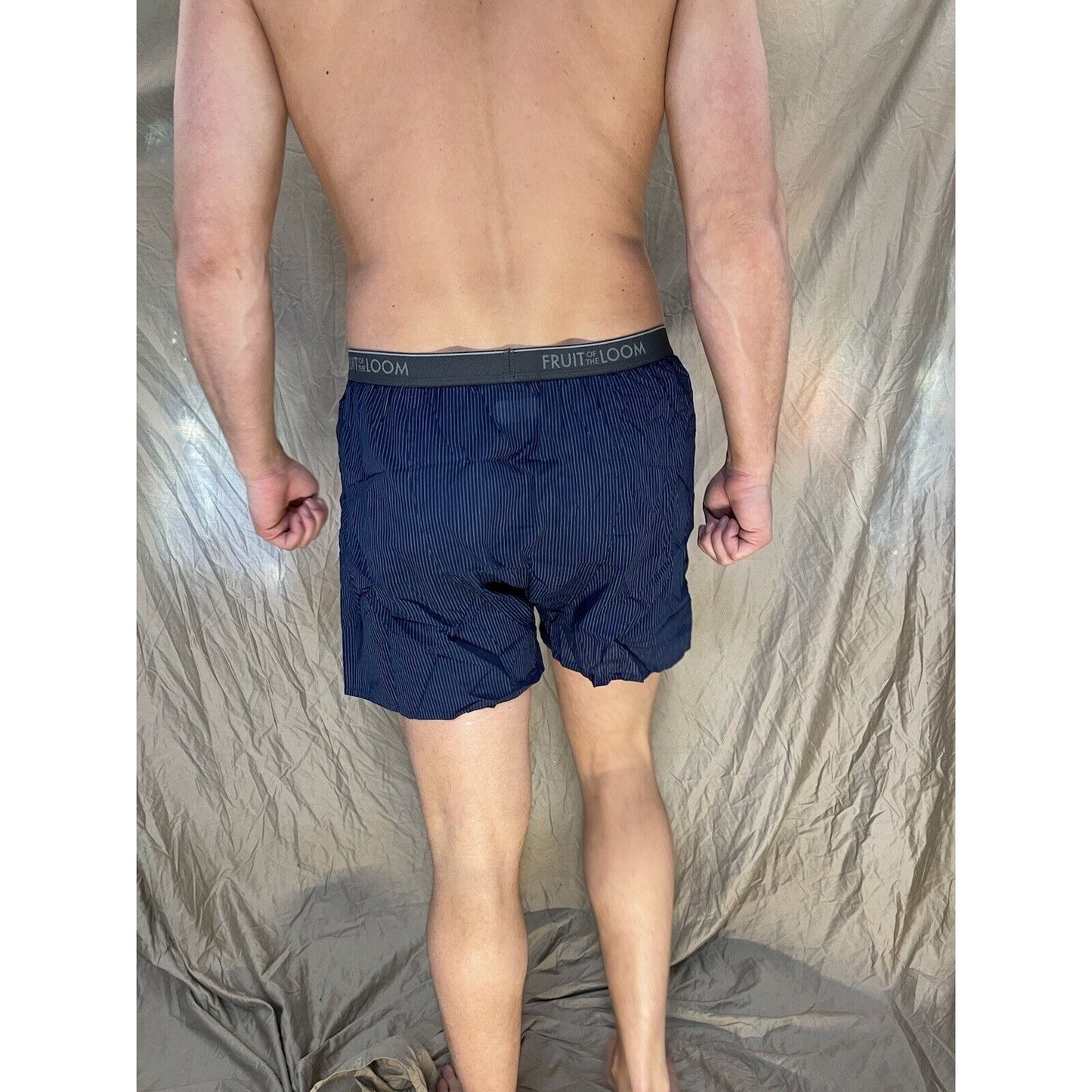 men's fruit of the loom Striped Dark blue boxer shorts Size Small
