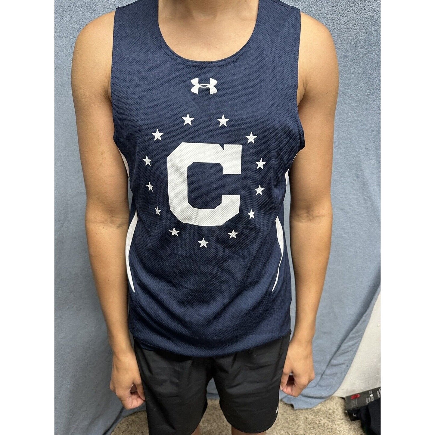 Men’s Blue Under Armour Muscle Shirt Tank Top Shirt Large