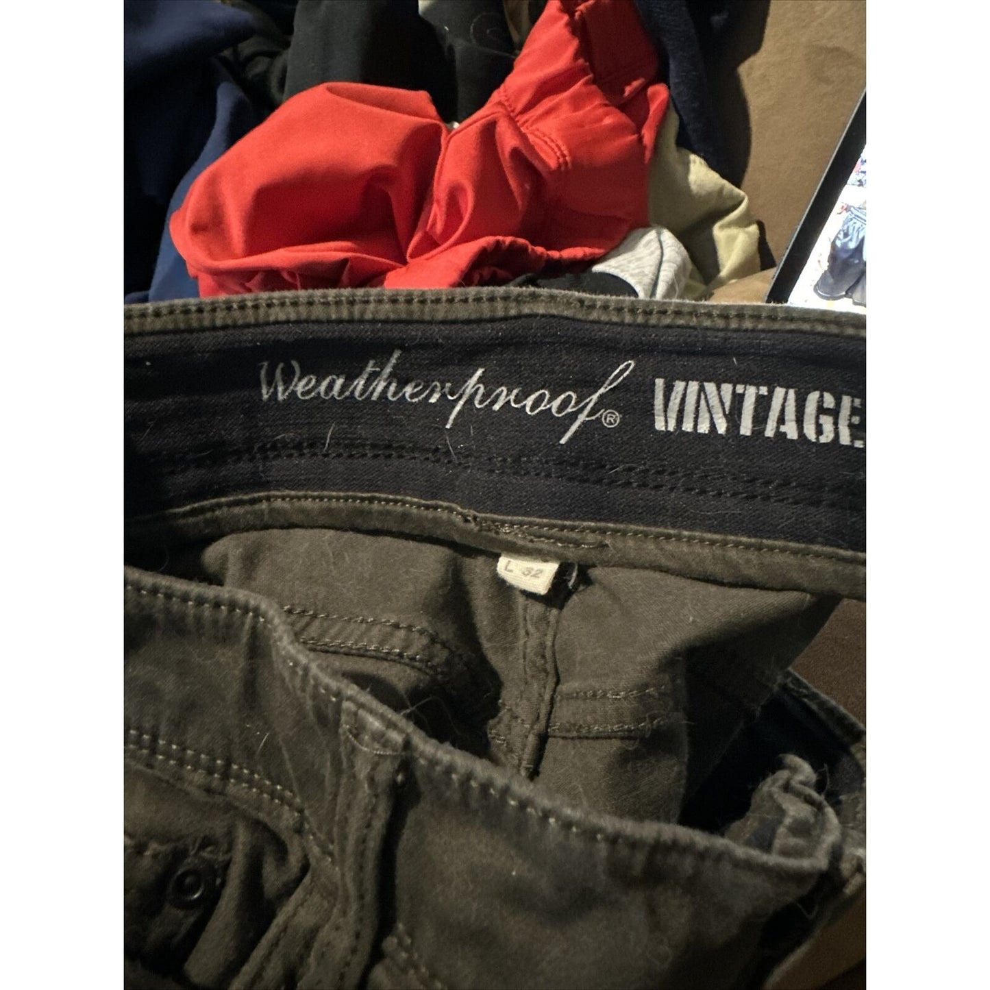 Men’s Straight Fit 36 X 32 Weather Proof Vintage Dark Green Pants