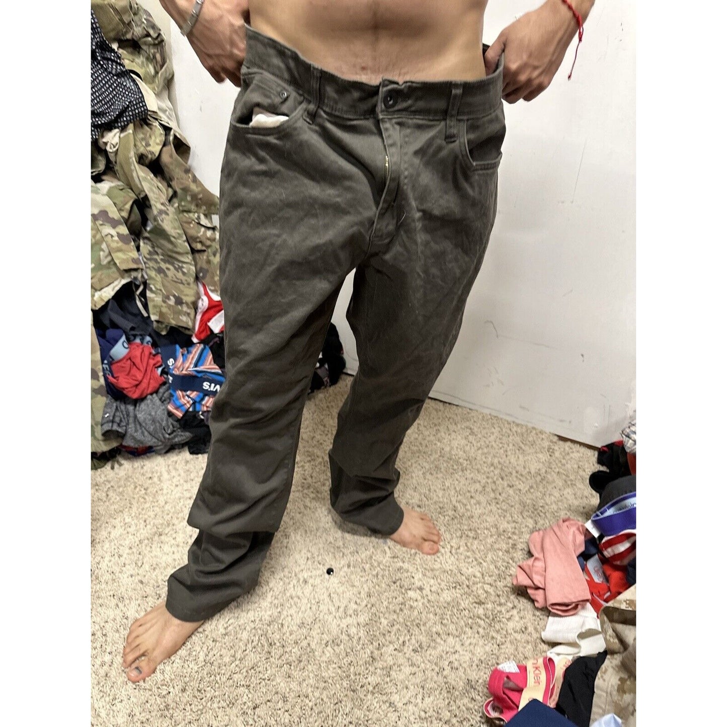 Men’s Straight Fit 36 X 32 Weather Proof Vintage Dark Green Pants
