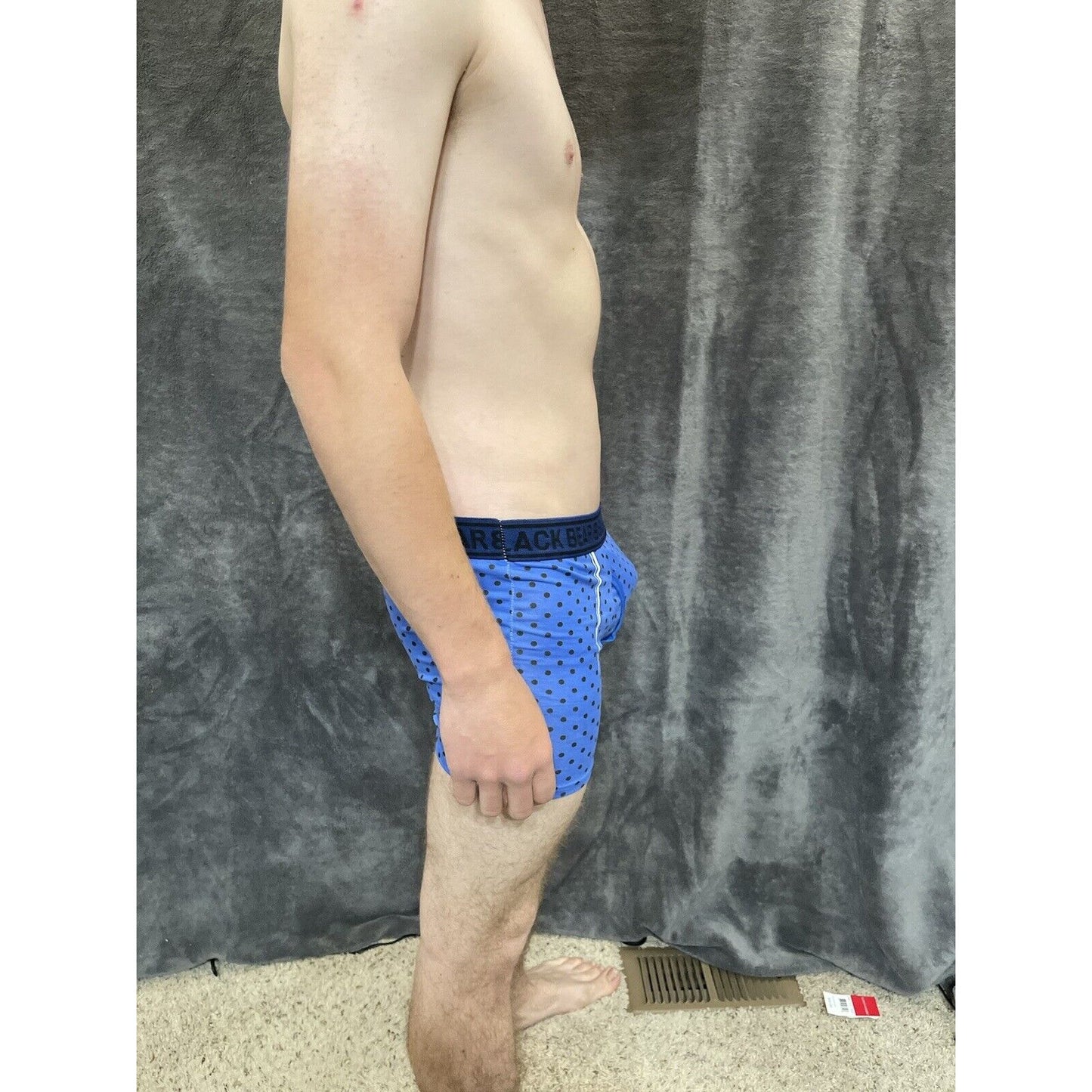 men's medium athletic trunk style black bear boxer brief Blue Polka Dots