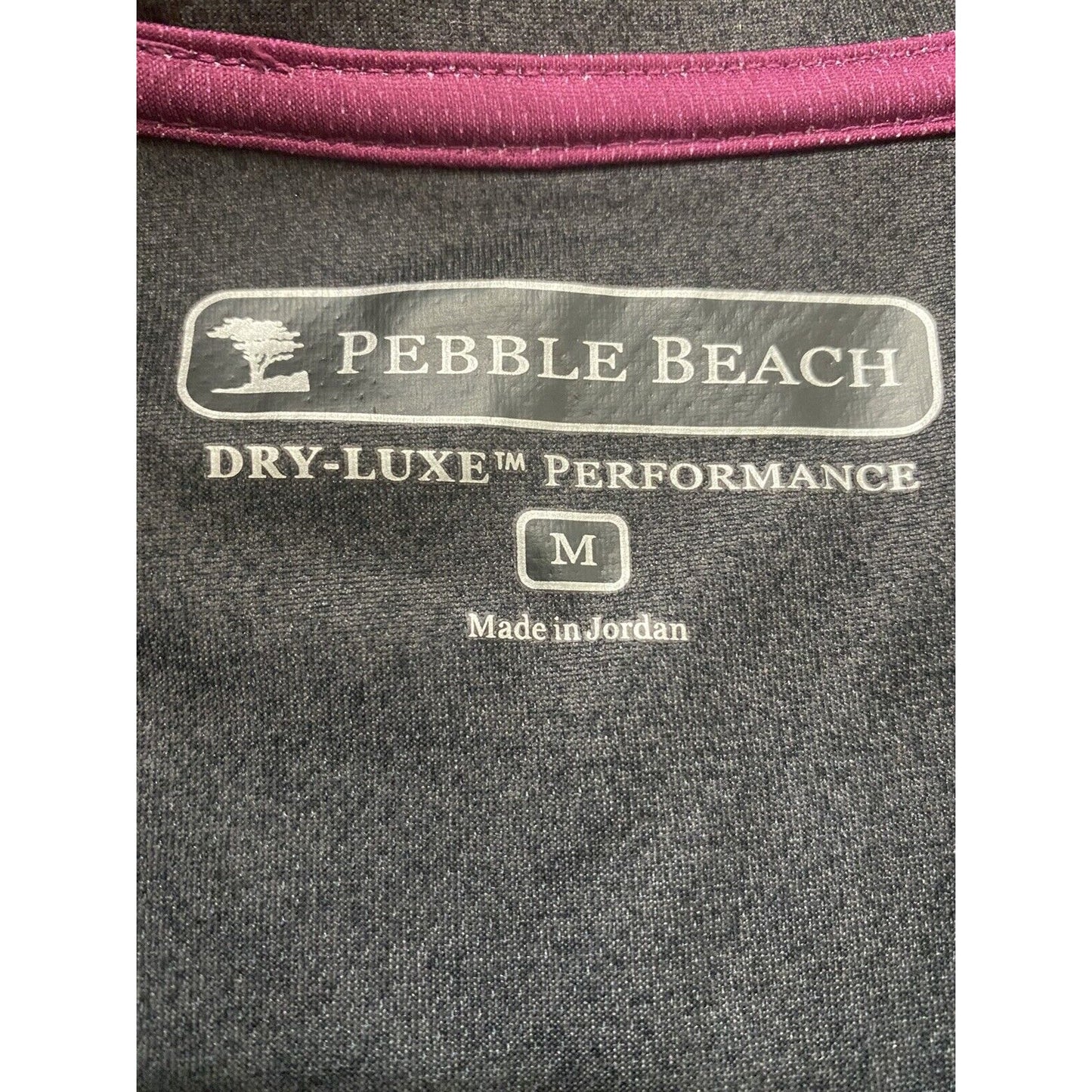 Pebble Beach Men's Medium Dry-Luxe Golf Polo Athletic Metallic Black Shirt
