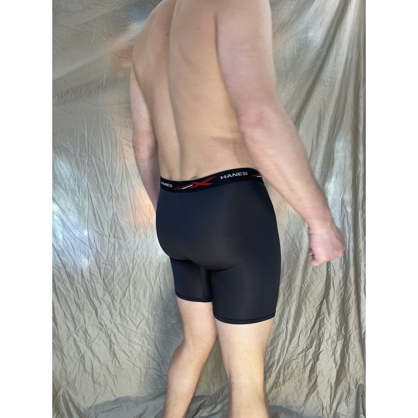 men's hanes x-temp Black and red medium compression boxer shorts