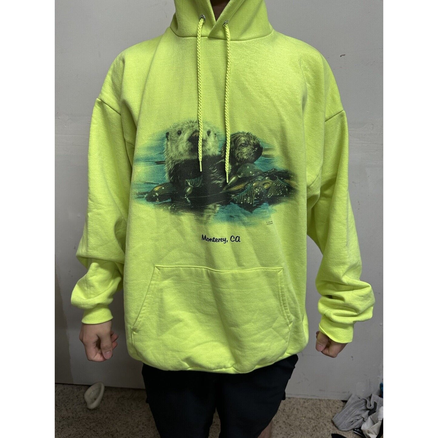 Men’s Neon Yellow Monterey California XXL Hoodie Pullover