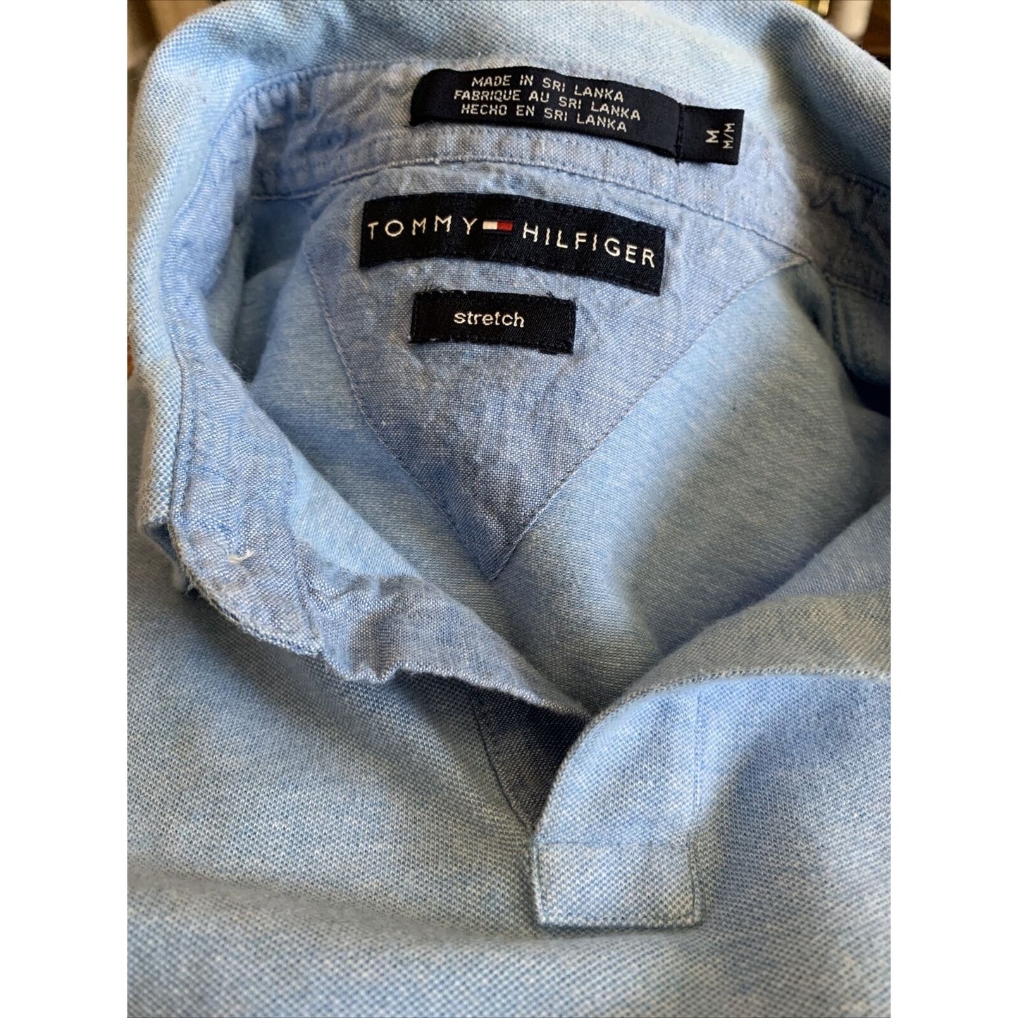 Vintage Tommy Hilfiger Polo Golf Shirt Blue Cotton Stretch Size Medium