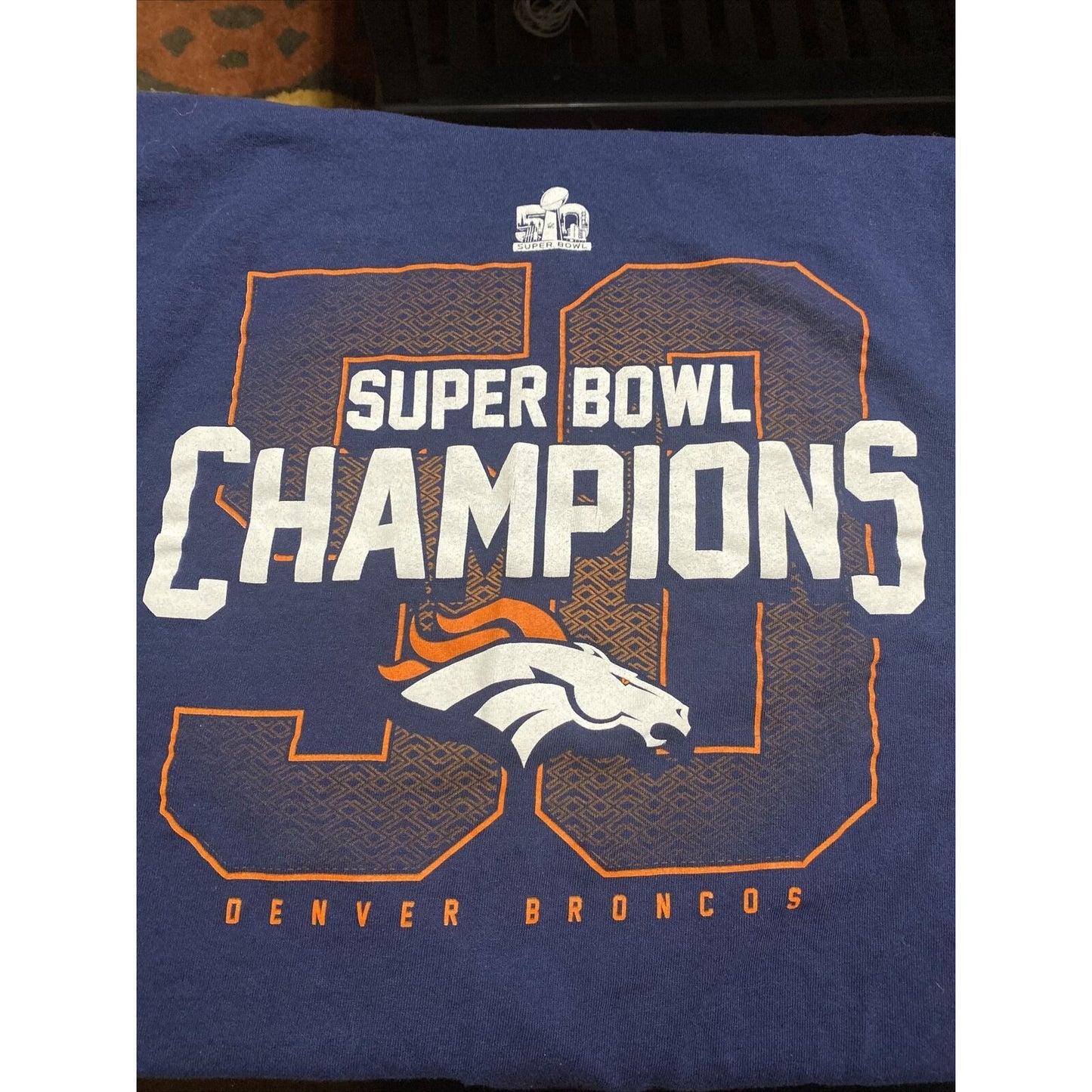 Denver Broncos Super Bowl 50 Champions Delta Pro Weight Men’s Large Cotton Shirt