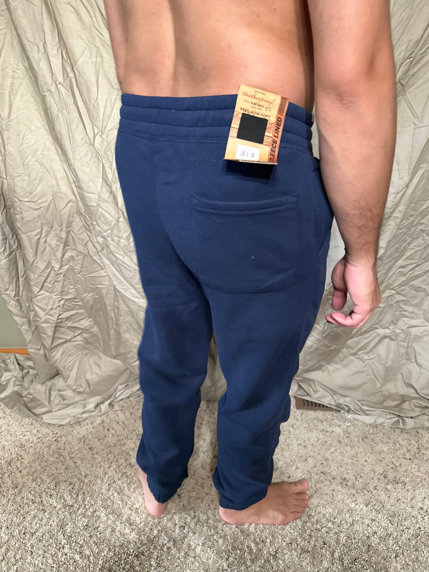 Men’s small navy blue weatherproof vintage rimrock jogger fleece lined sweat pants new with tags