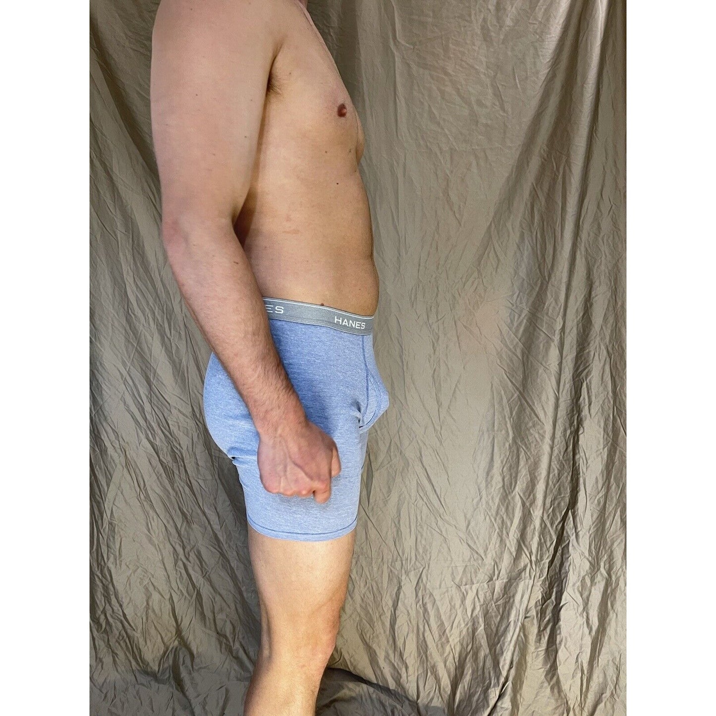 men's medium hanes light blue boxer brief