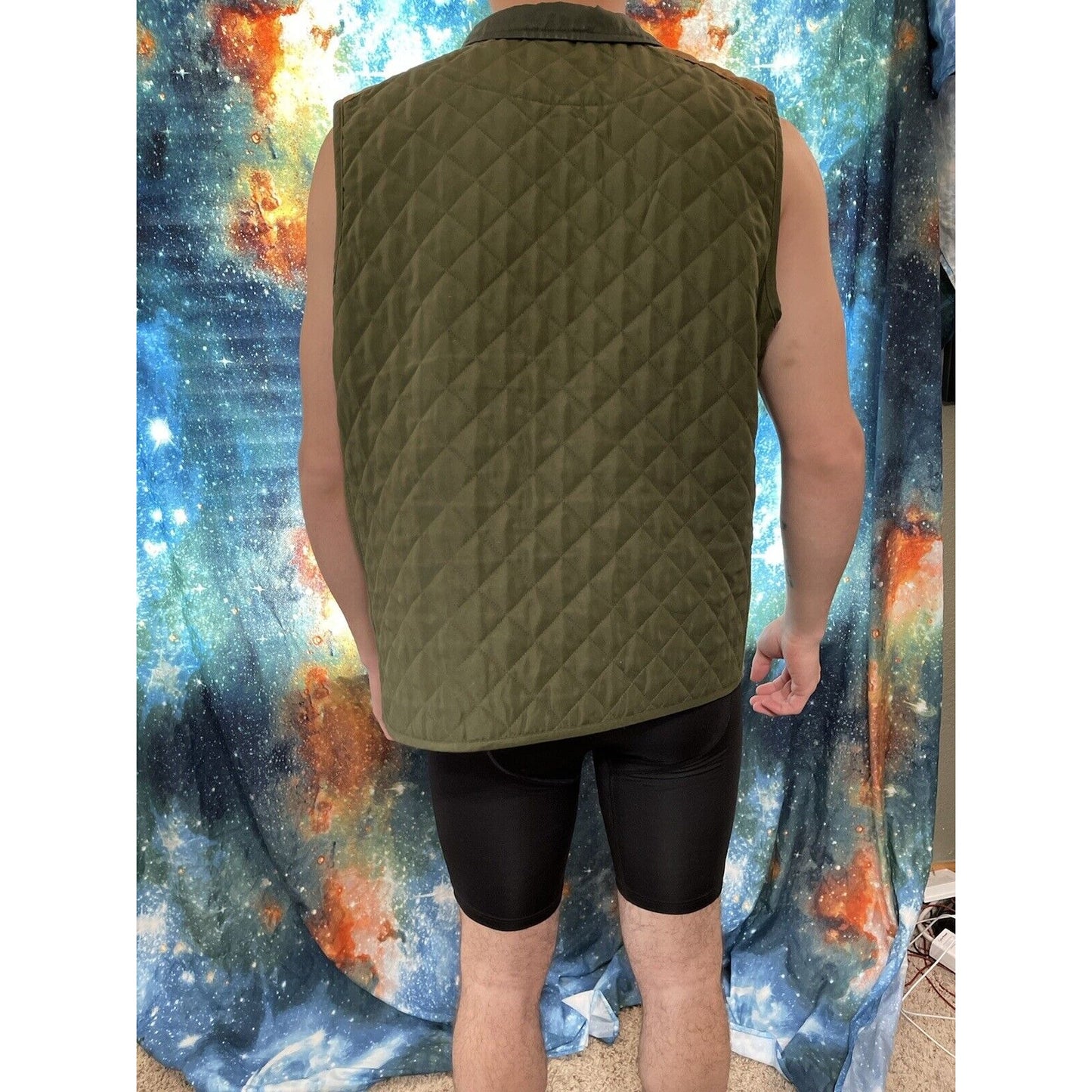 Men's Chaps Denim sleeveless vest brown and olive green Size 1X