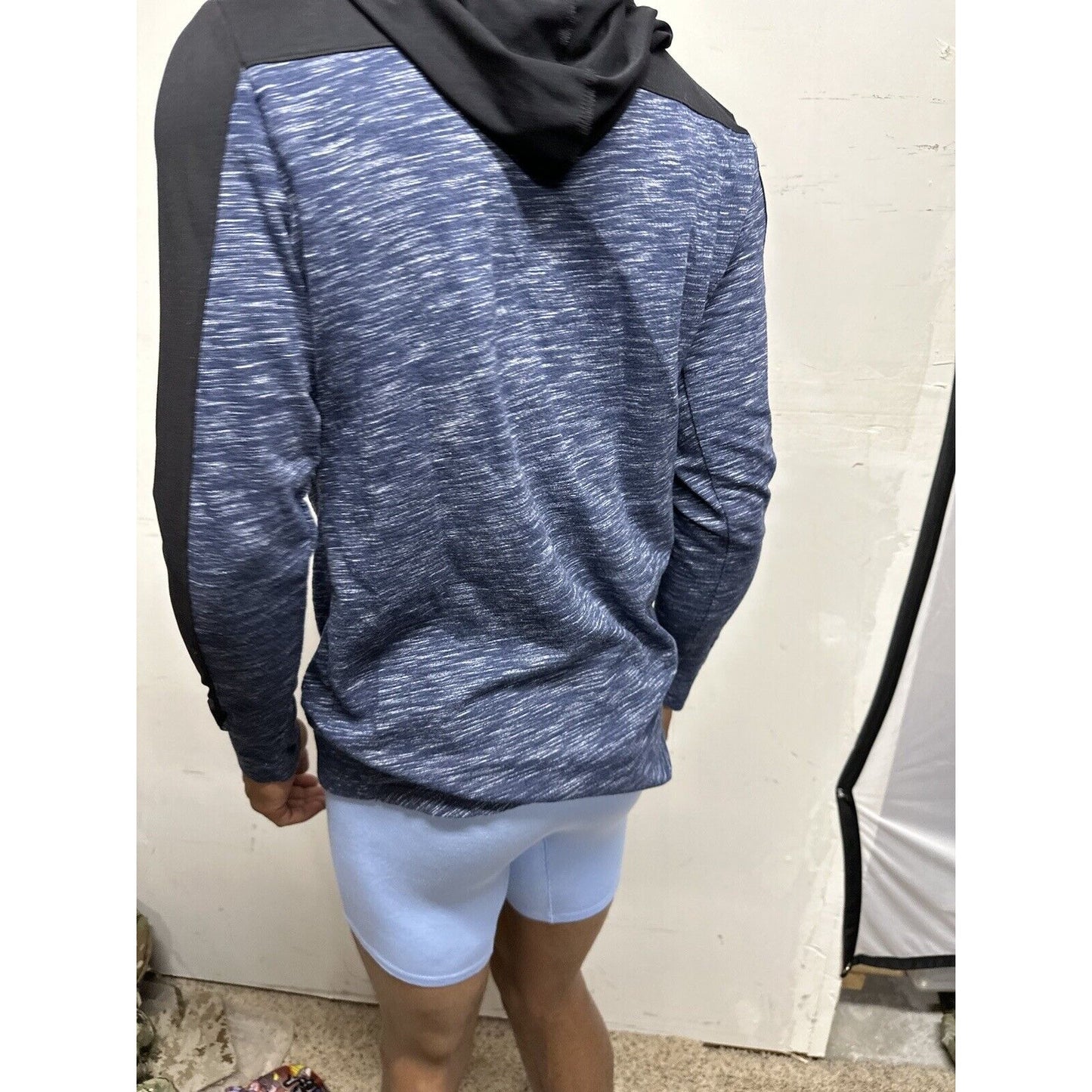 Men’s Blue And Black Boyfriend Hoodie Large Full Zip