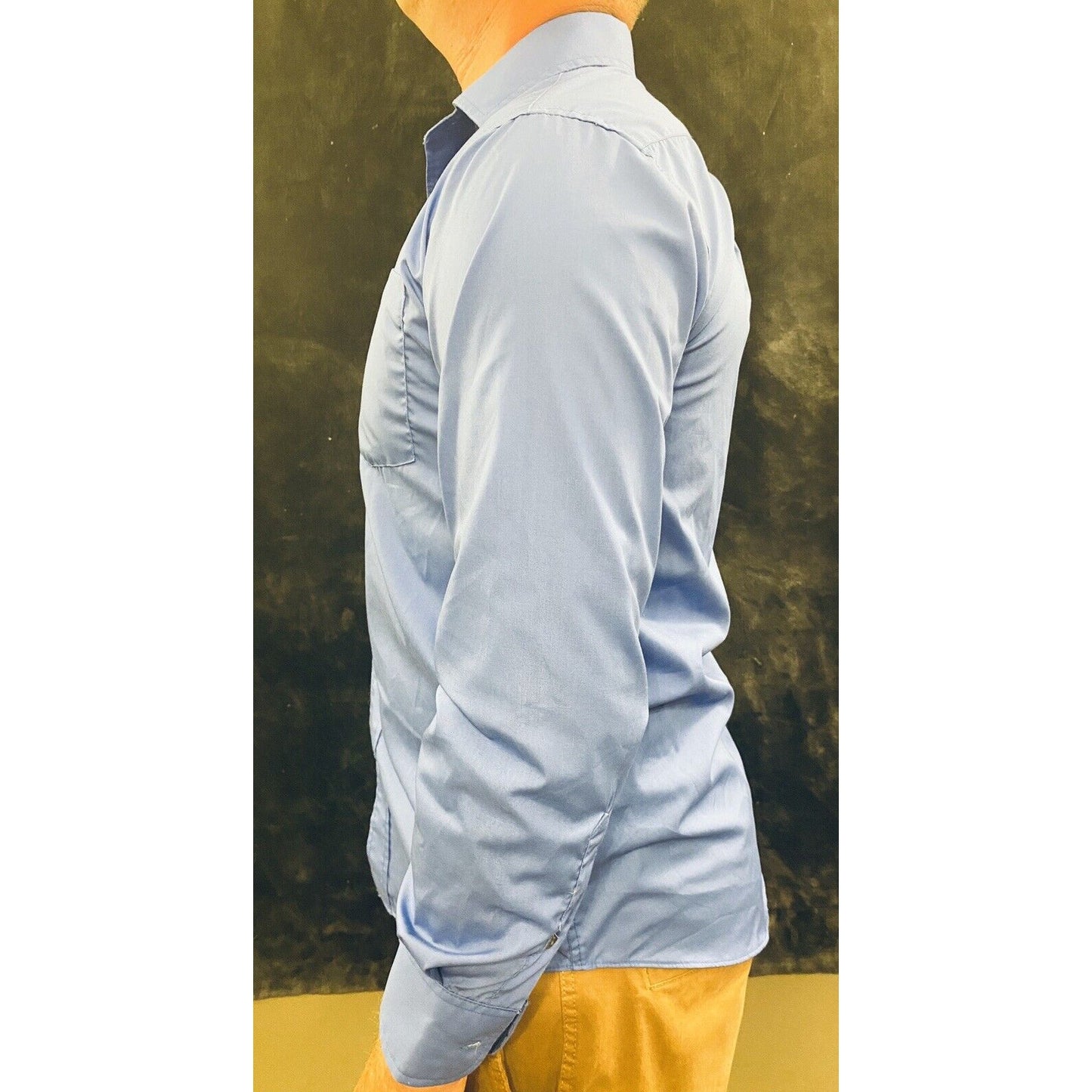 George Solid Blue Button-down Long Sleeves Mens Small