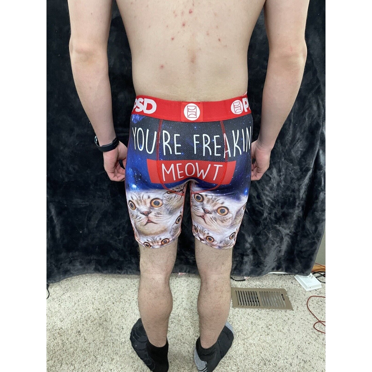 PSD Underwear Men's Freakin Meowt Printed Boxer Briefs Medium New