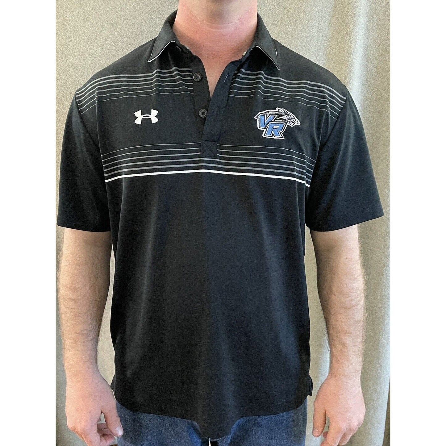 VISTA RIDGE HS Under Armour Loose Heat Gear Black & Gray Men’s Large Polo Shirt