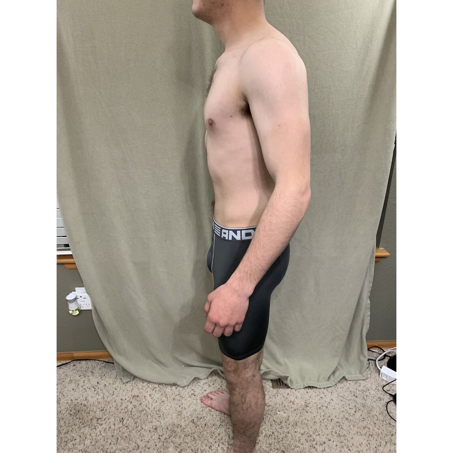Men’s Gray With White Band Medium AND1 Compression Performance Boxer Briefs