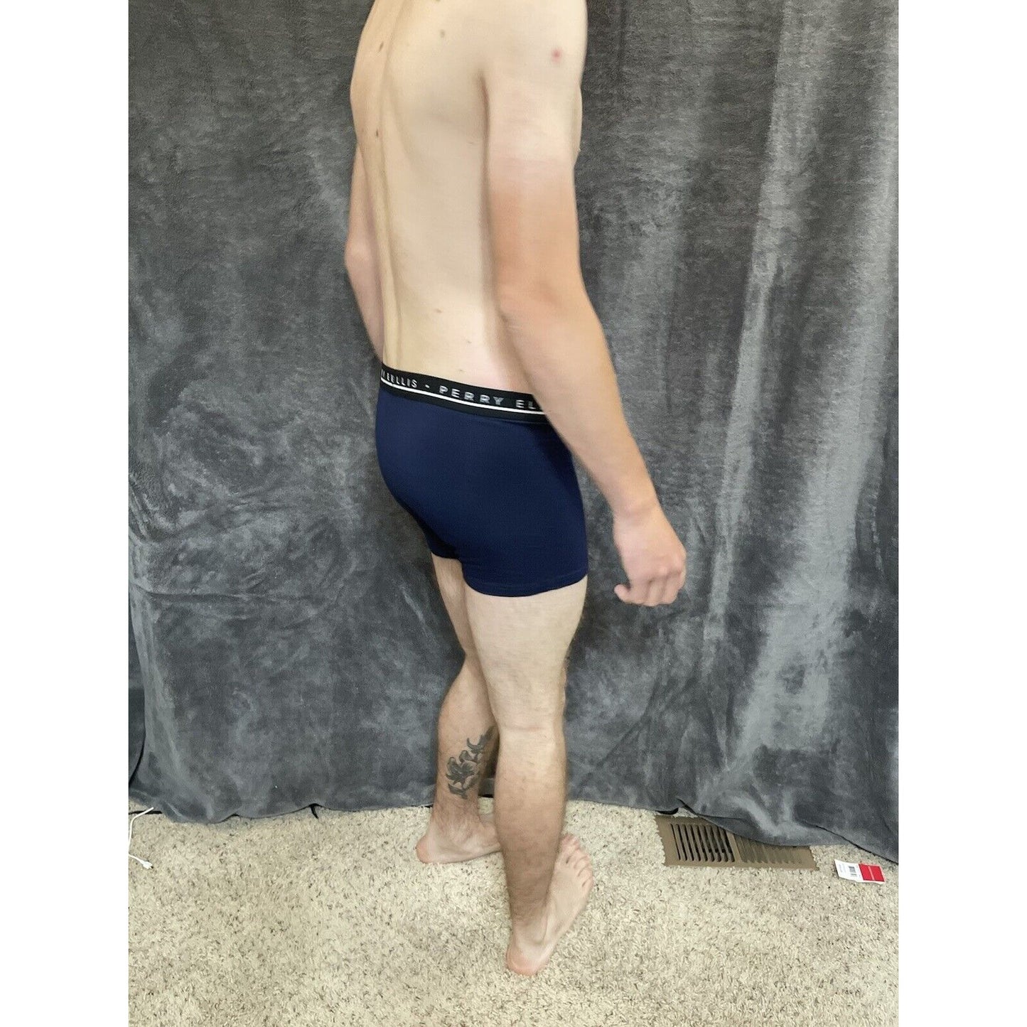 men's Medium perry ellis dark blue compression boxer brief 5% spandex