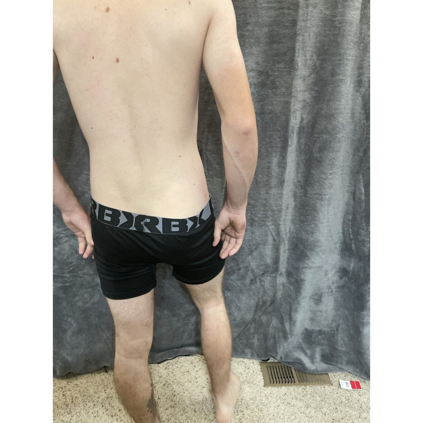 men's Black with gray Band RBX large compression boxer briefs 10% spandex