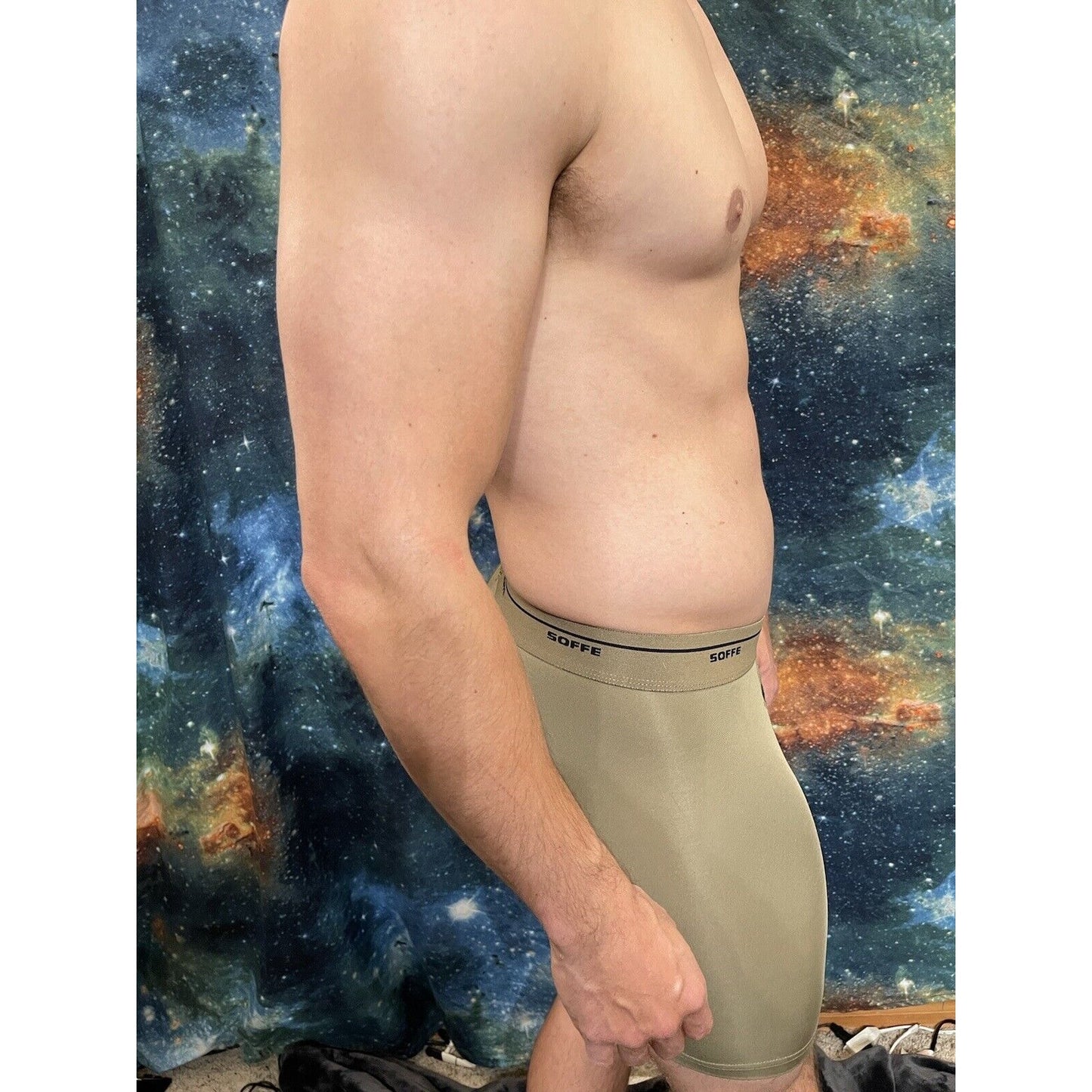 Men’s Athletic Compression Shorts Base Layer Tan Soffe small
