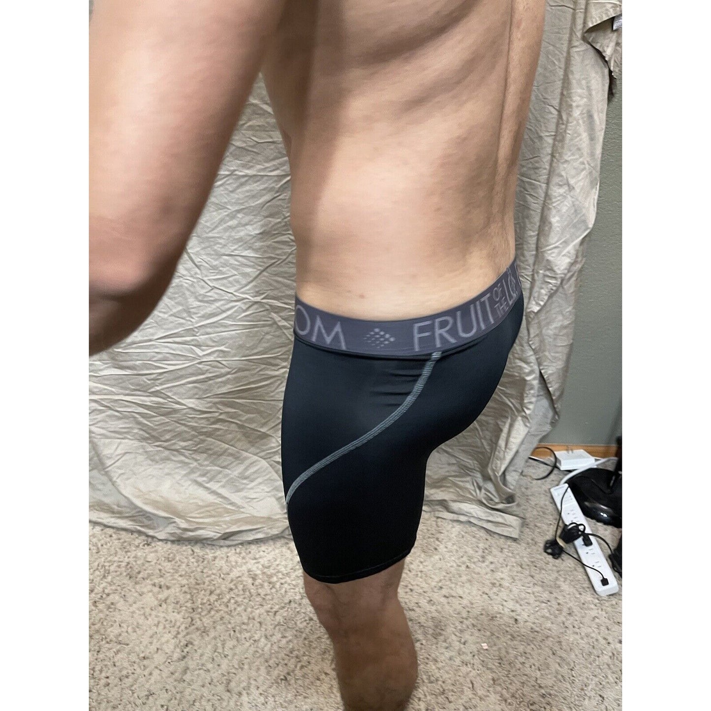 men's fruit of the loom black compression boxer shorts breathable performance XL