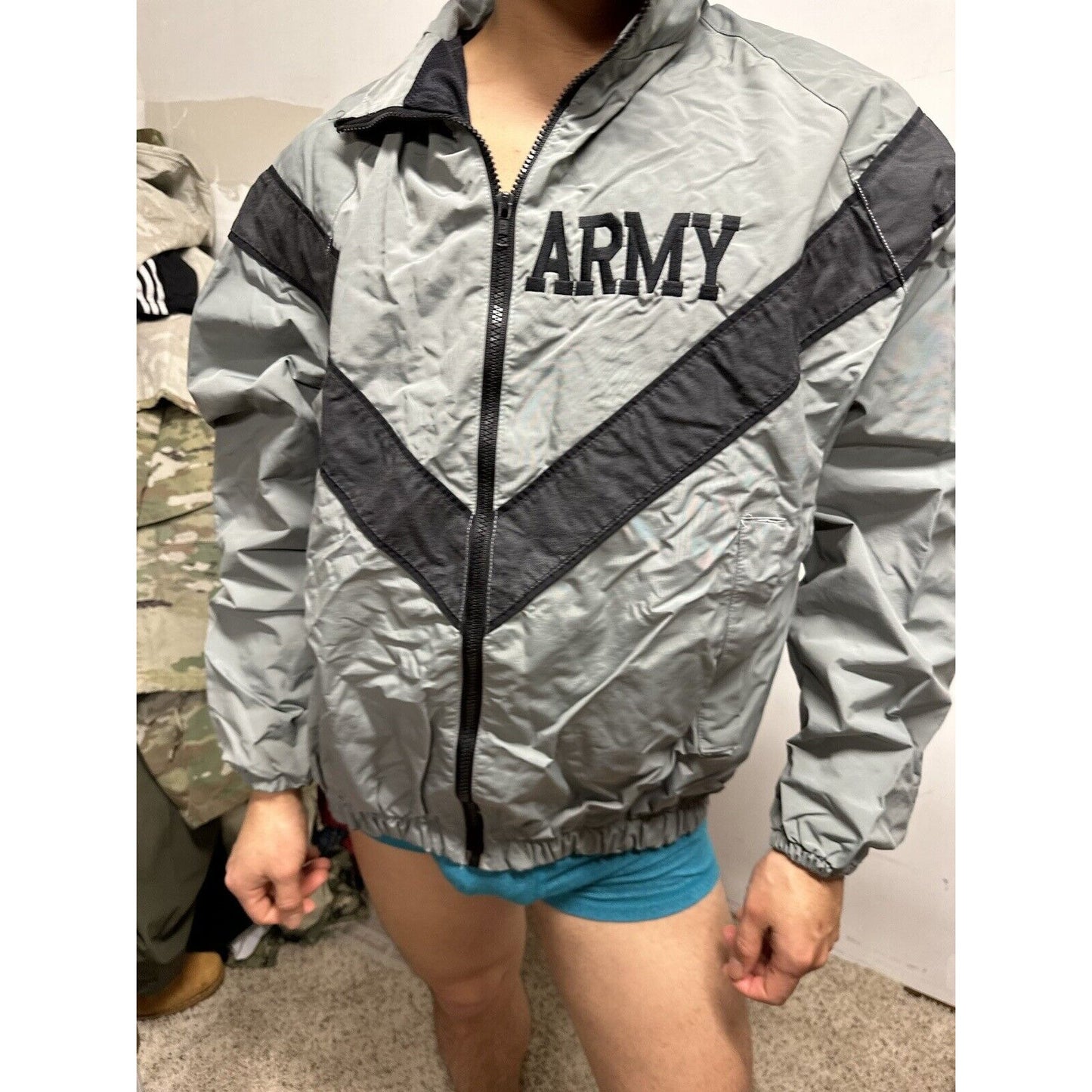 Men’s Army Pt Gray Jacket Small Long Uniform Top