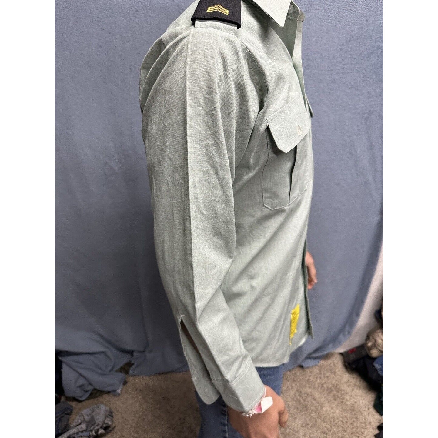Men’s Army Green DSCP 14.5 X 30/31 Long Sleeve Button Up Uniform Dress Shirt