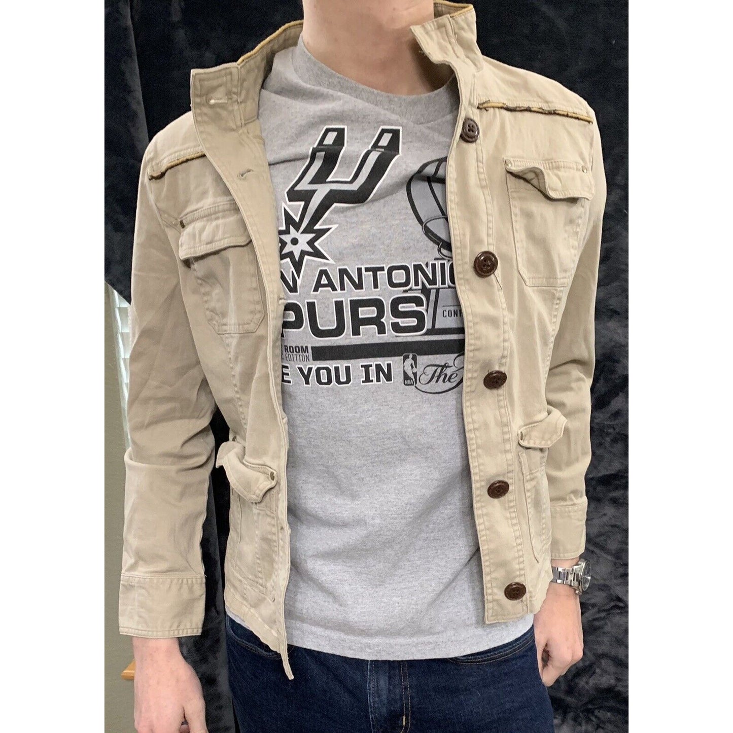 Croft & Barrow Men’s Small Beige Light Brown Rugged Button-down Jacket