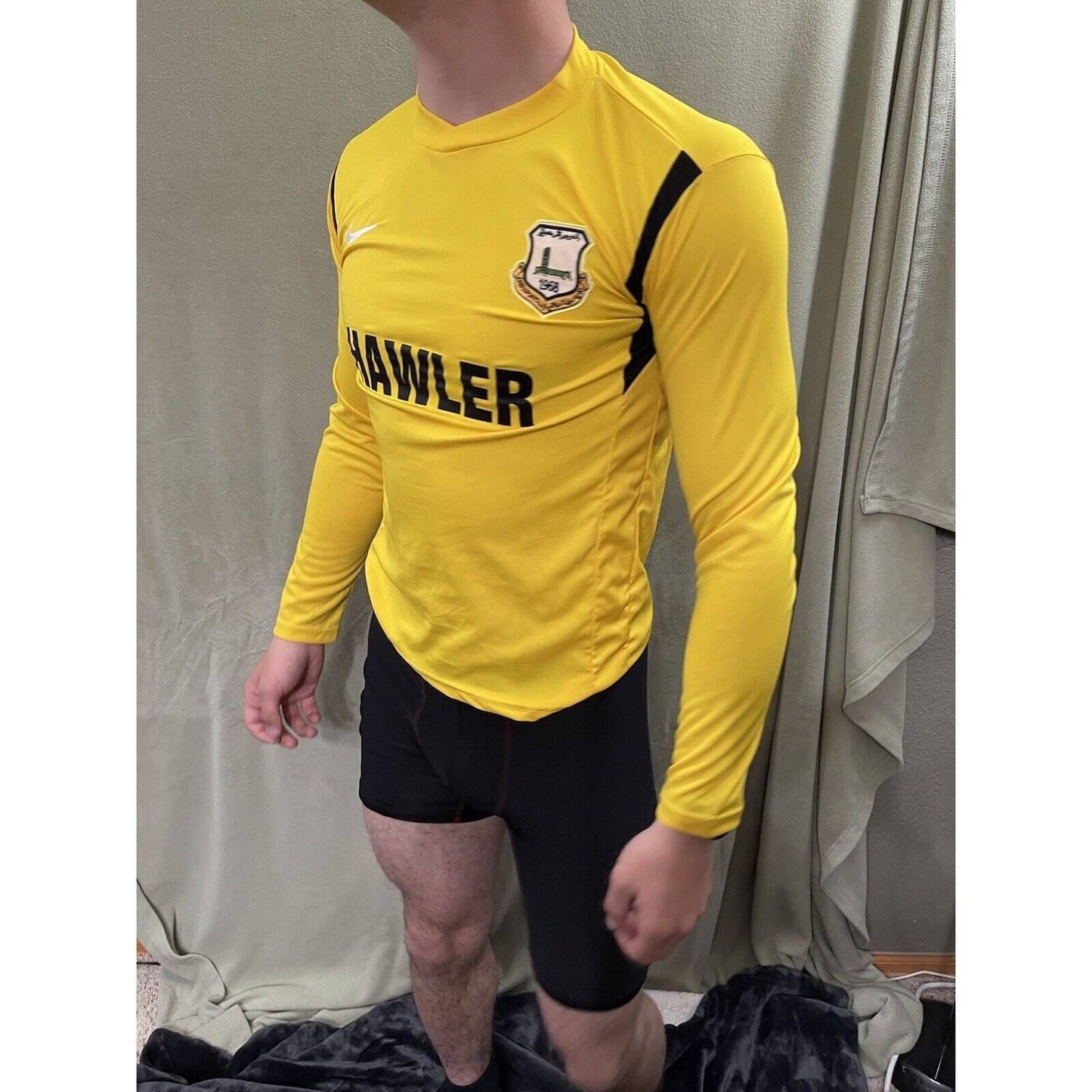 Men’s Nike Hawler Soccer Jersey Long Sleeve Yellow Medium