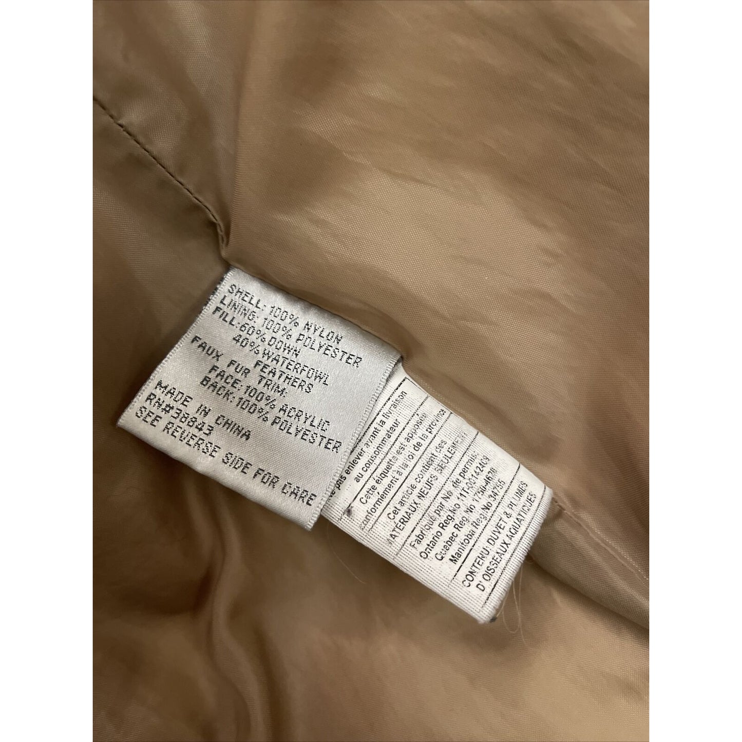 Larry Levin Women's Large Tan Puffy Snap jacket Down Faux Fur