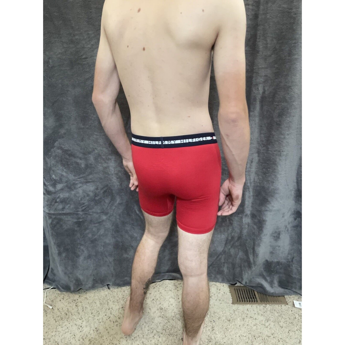 men's small tommy hilfiger red 8% elastane compression boxer brief