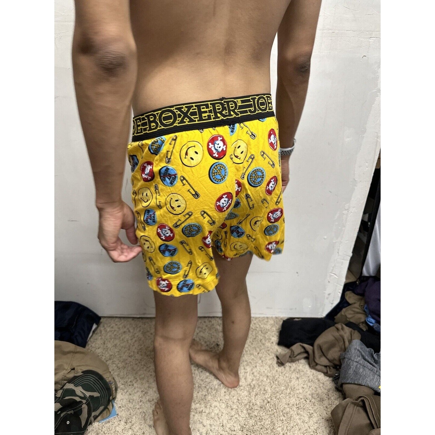 Men’s Medium Yellow Joe Boxer Shorts Smiley Face Emoticon