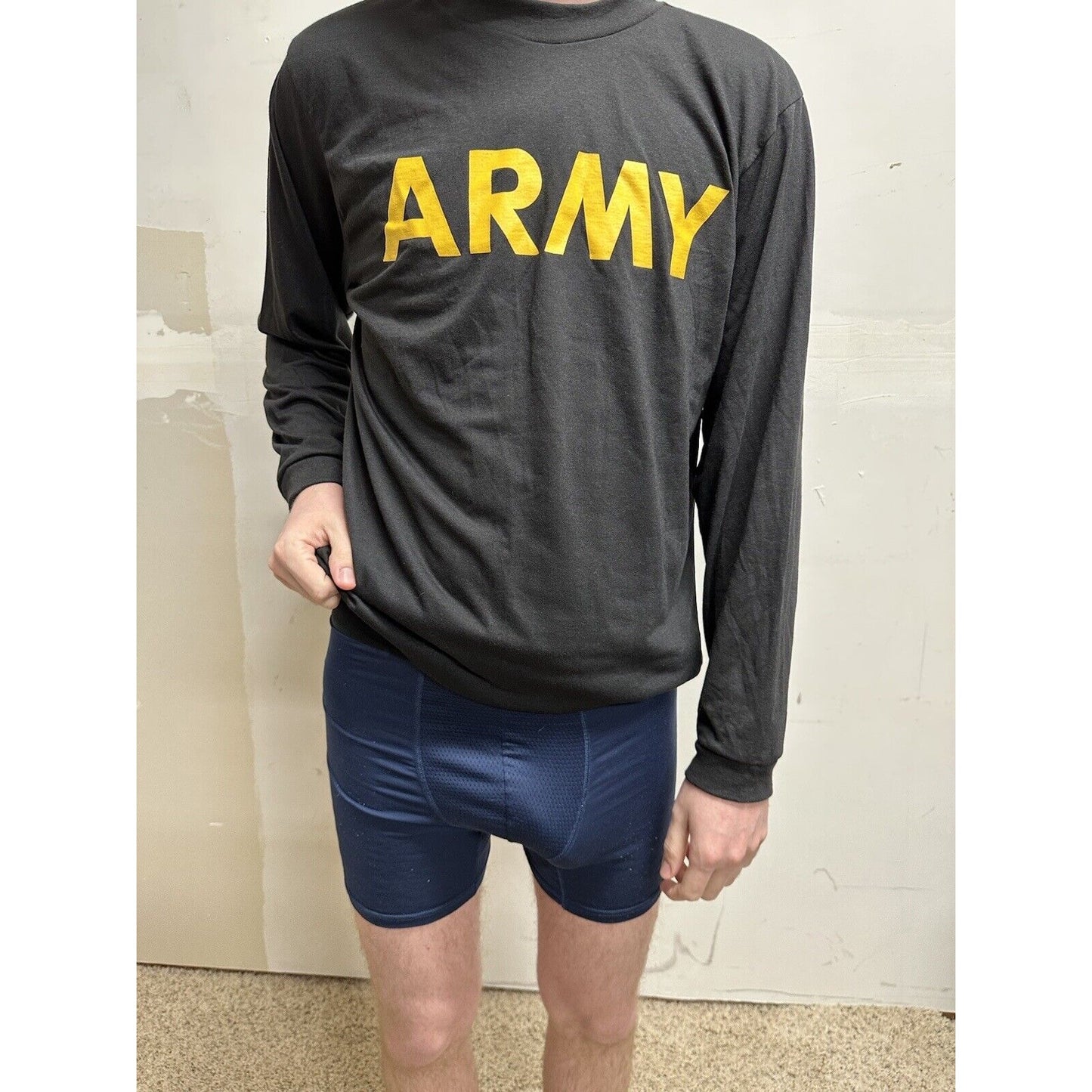 army physical fitness uniform medium long sleeve black poly APFU
