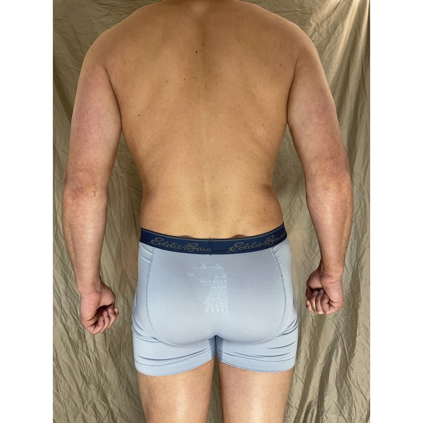 men's eddie bauer medium compression shorts 8% spandex Light Gray