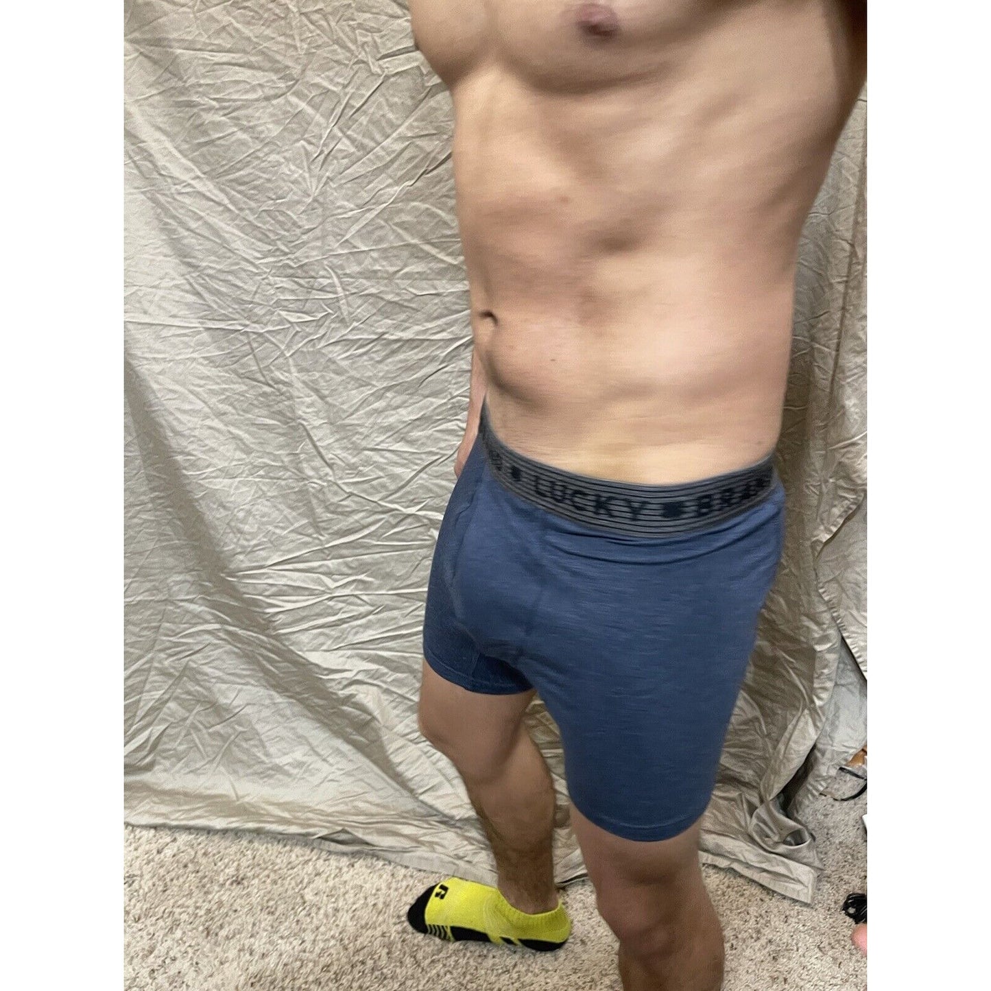 men's lucky brand dark blue boxer briefs stretch medium