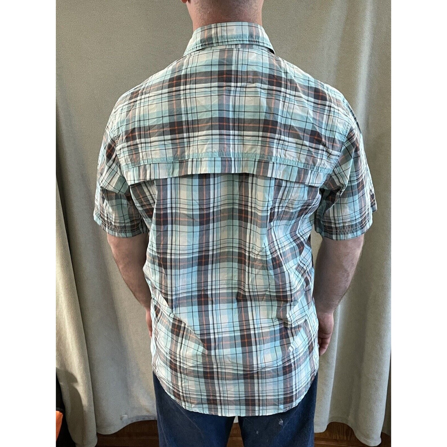 G.H. Bass & Co Mens Short Sleeve Blue / green Plaid Shirt Size L Large