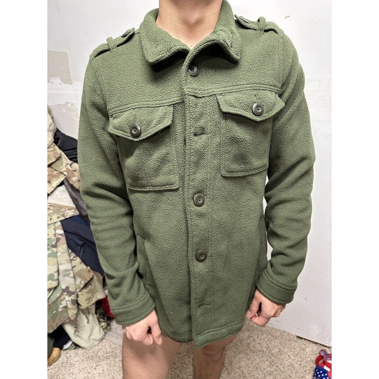 Men’s Old Navy Small Poly Olive Green Front Button Jacket