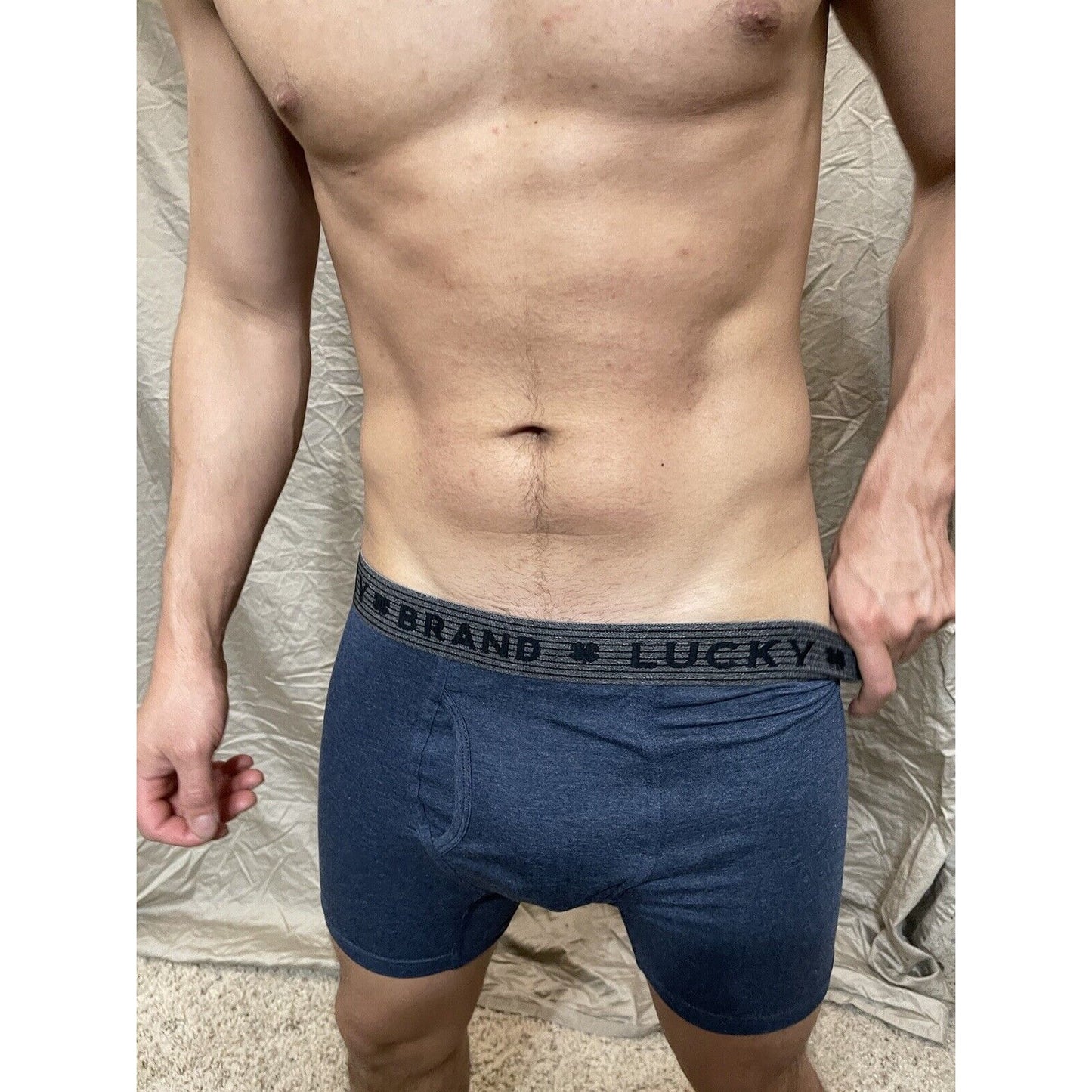 men's lucky brand dark blue boxer briefs stretch medium