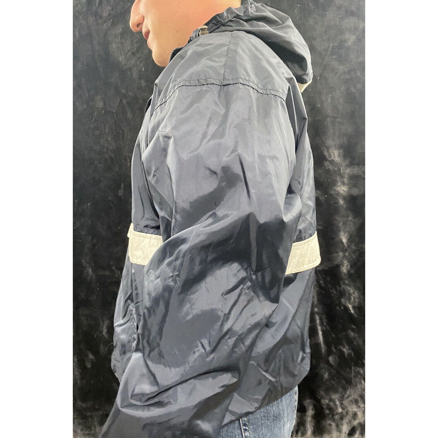 US AIR FORCE Holloway Men’s Large Windbreaker Navy Blue Jacket w/ White Stripe