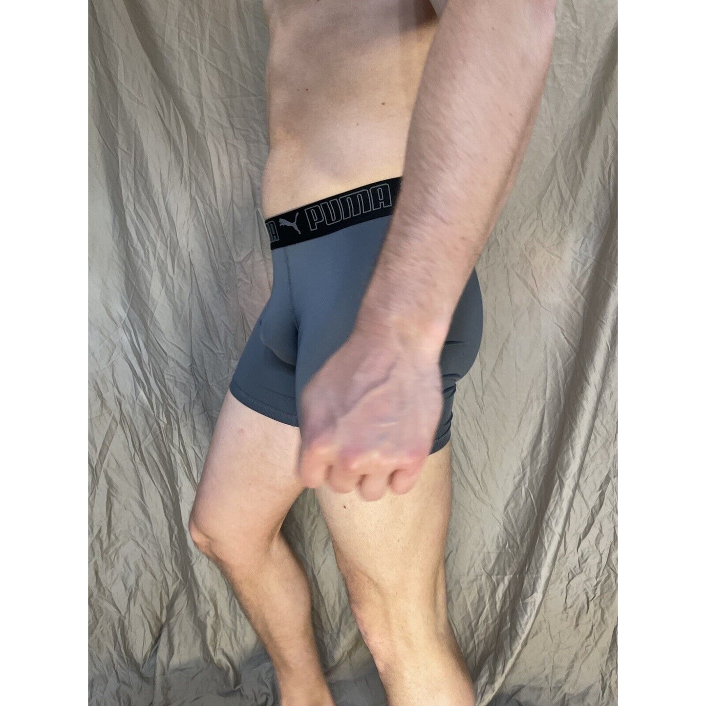 men's puma dark band gray medium compression boxer briefs