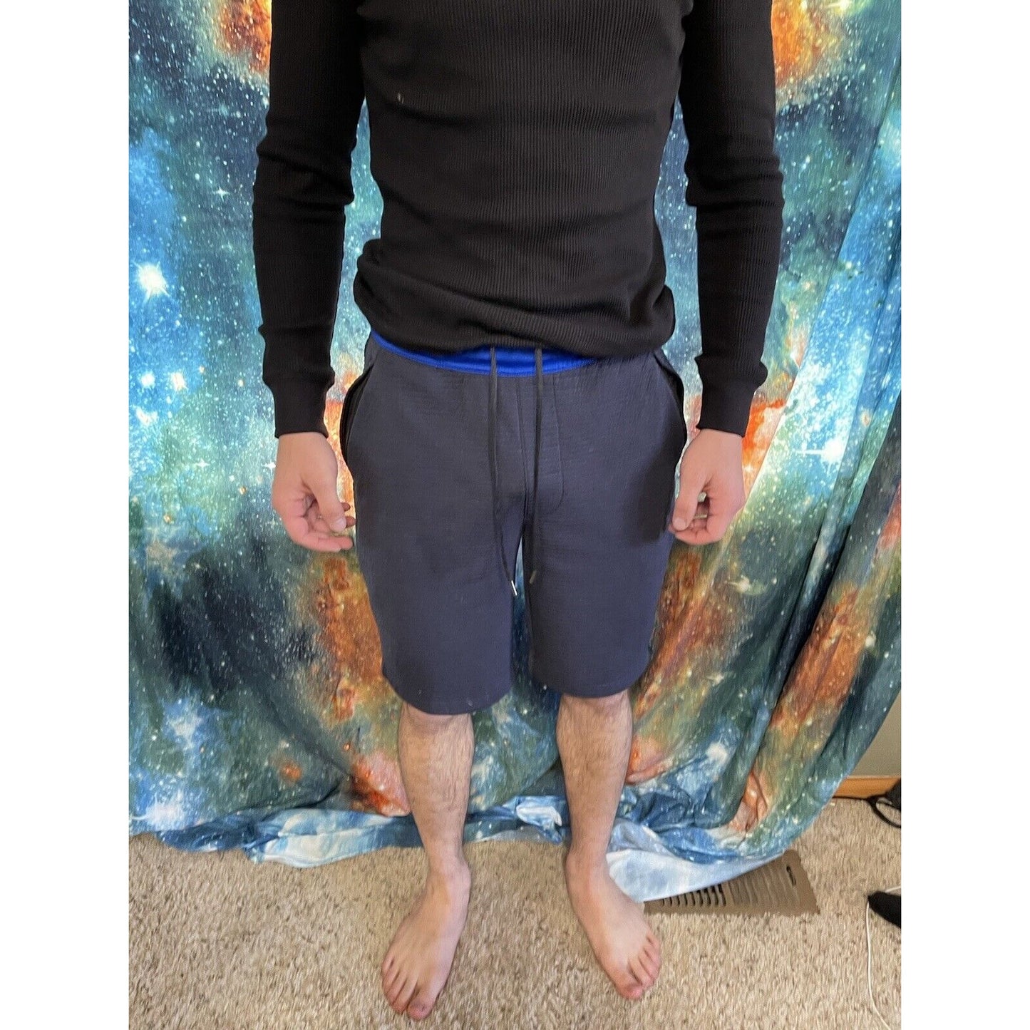 Michael Strahan Olive Dark Blue Quick-Dri premium ultra fleece shorts Medium