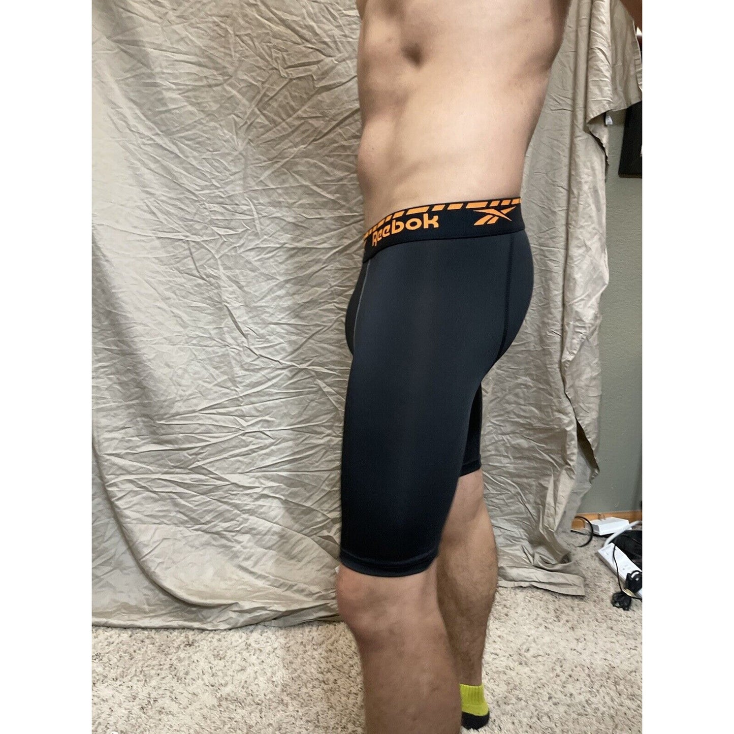 men's black reebok medium orange band compression Boxer Shorts