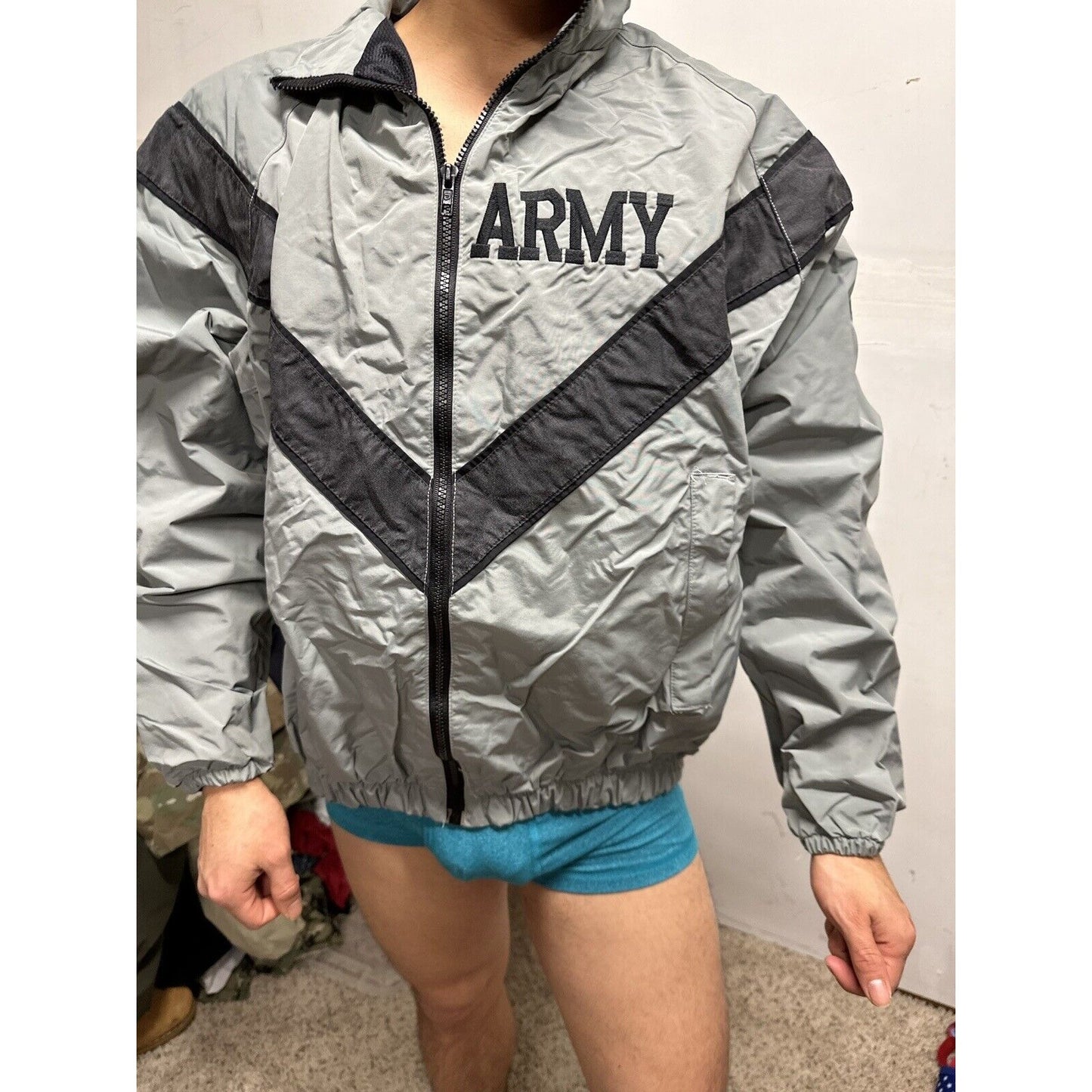 Men’s Army Pt Gray Jacket Small Long Uniform Top
