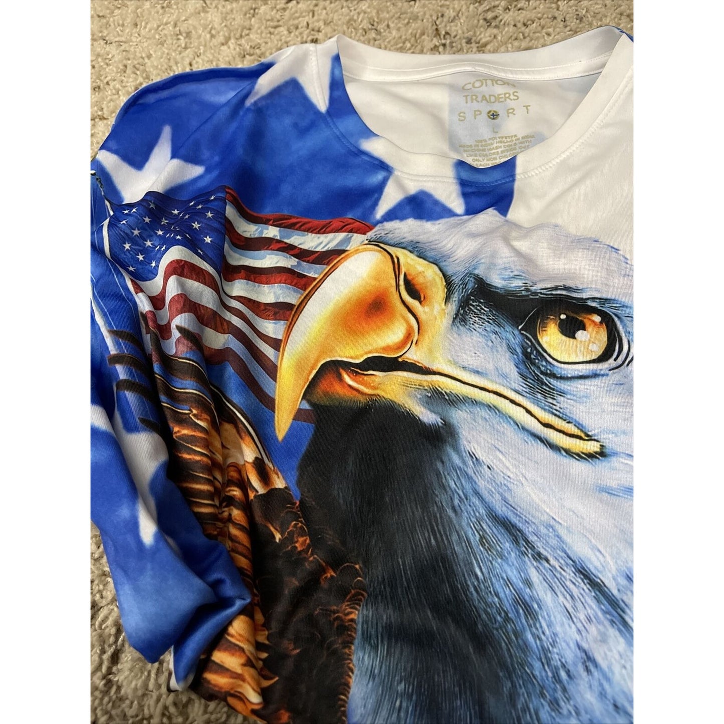 Bald Eagle Cotton Traders Sport Large Patriotic USA Shirt