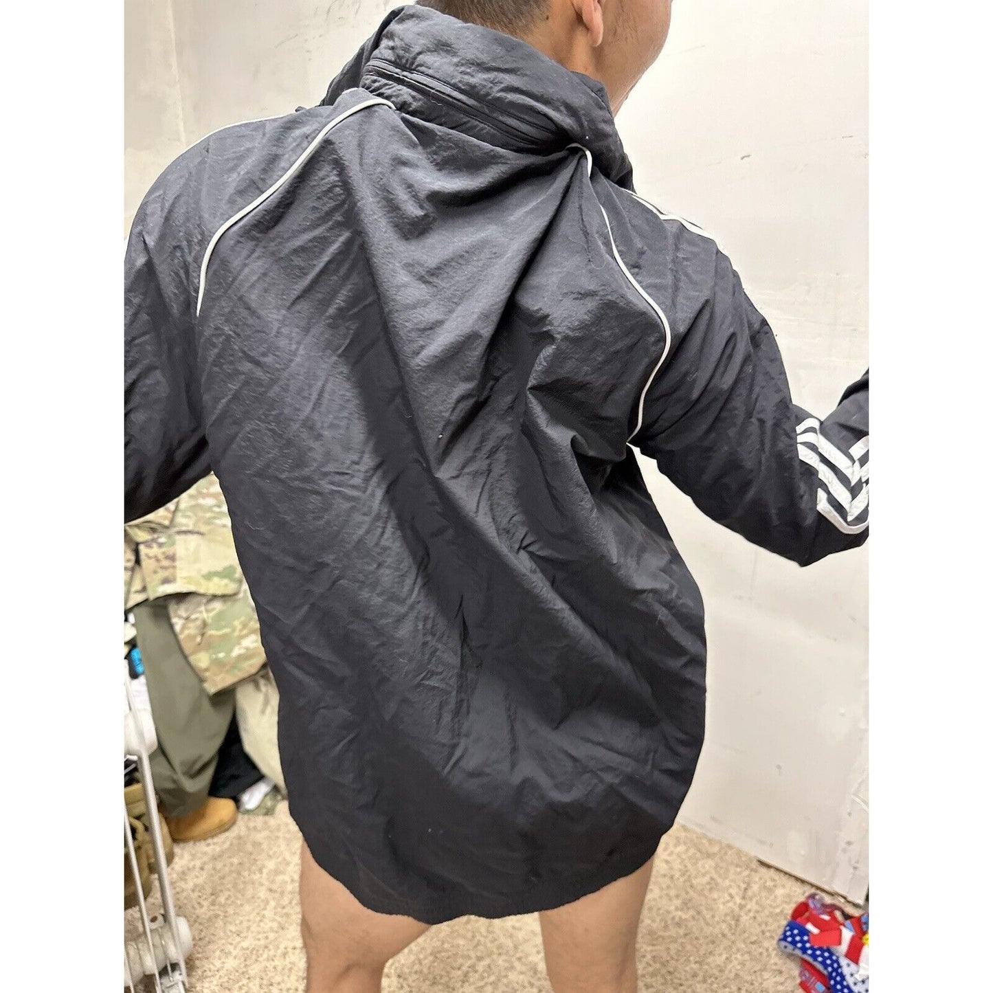 Adidas Men's Full Zip Hoodie Black /White Stripe