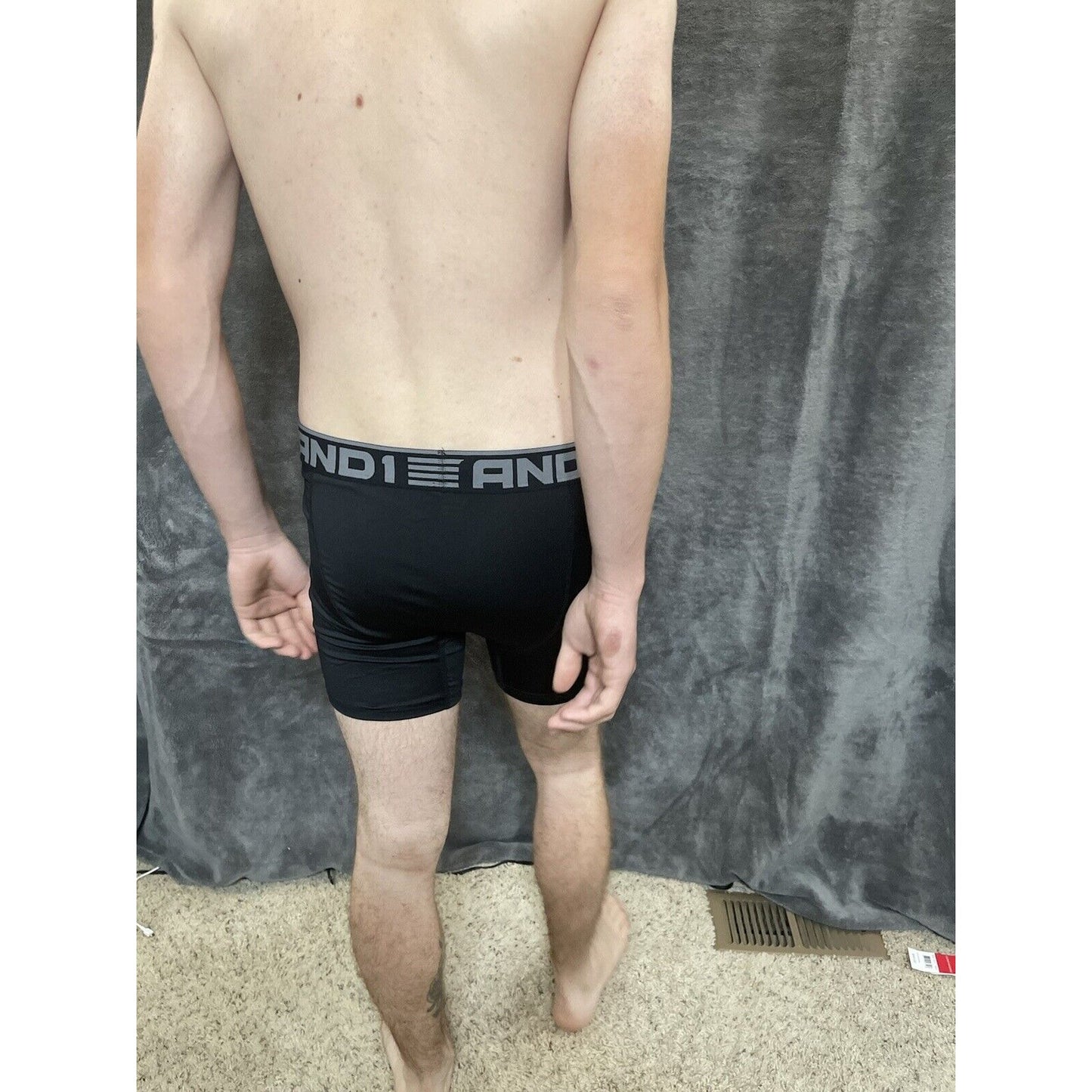 men's and1 medium black 10% spandex compression boxer brief